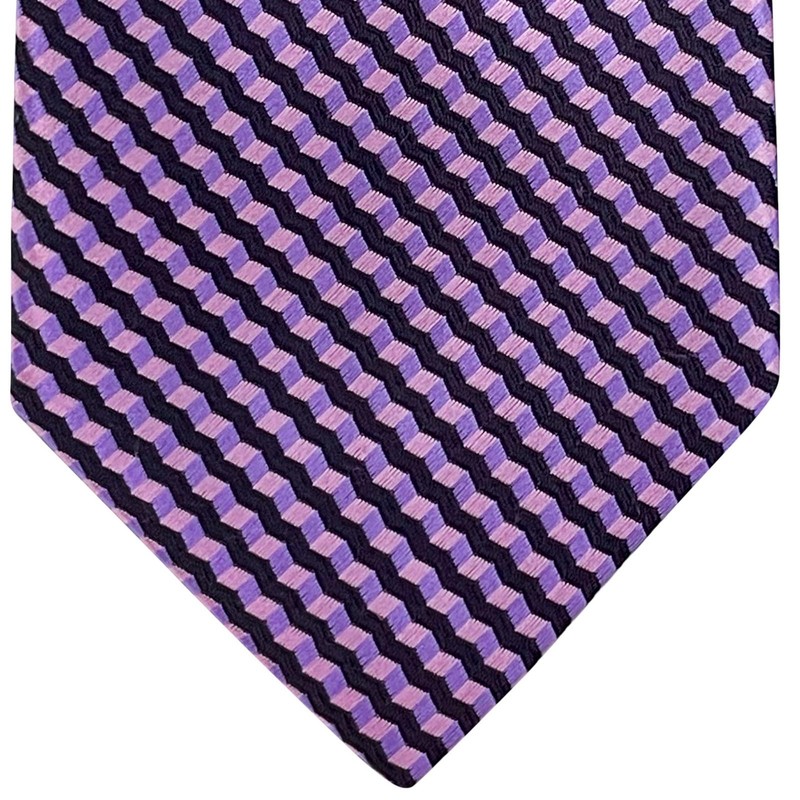 (リトリーズ) RETREEZ 波型ジグザグ ストライプ柄 織り生地 メンズ タイ ネクタイ - パープル