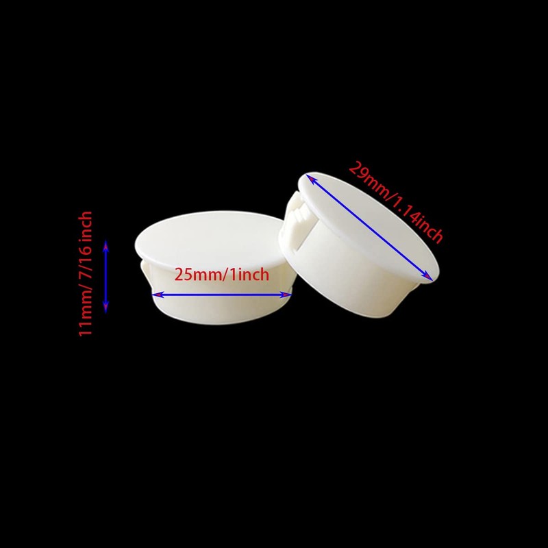 ZYYC 25mm/1'' White Plastic Hole Plugs for Hardware, Cabinet, Screw