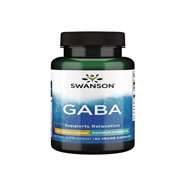 Swanson Amino Acid Maximum Strength GABA 750 Milligrams 60 Veg Capsules