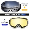 Odoland Magnetic Interchangeable Ski Goggles with 2 Lens, Large Spherical