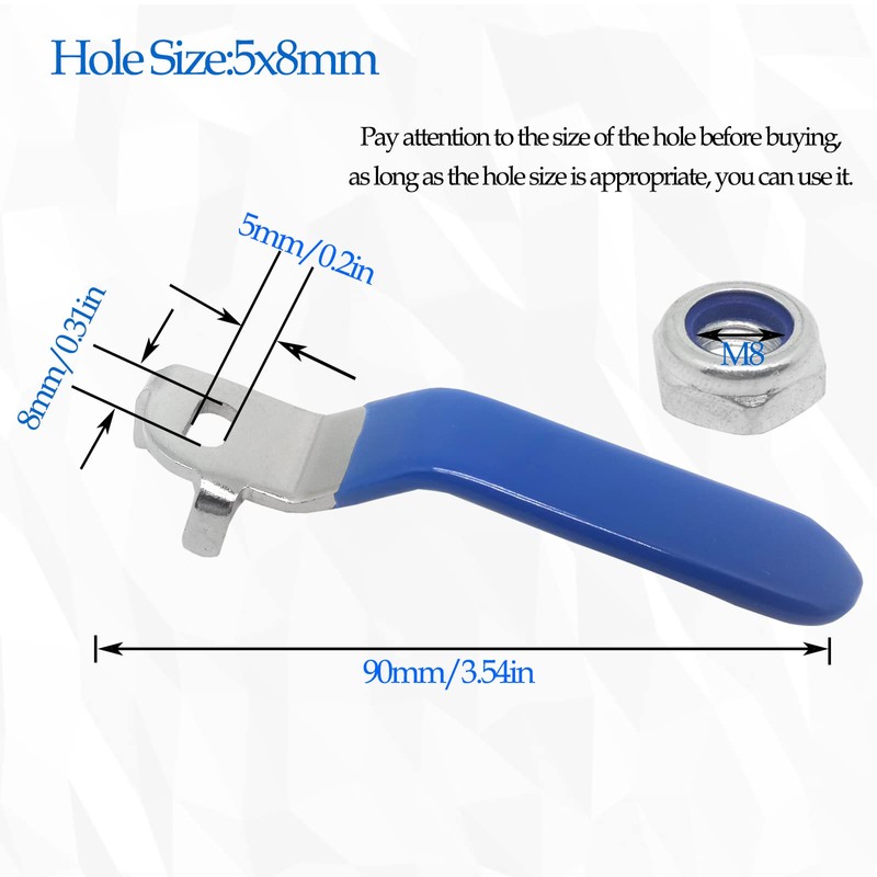 NGe 1Pcs Blue Replacement Ball Valve Handle,with M8 Nut,Hole Size