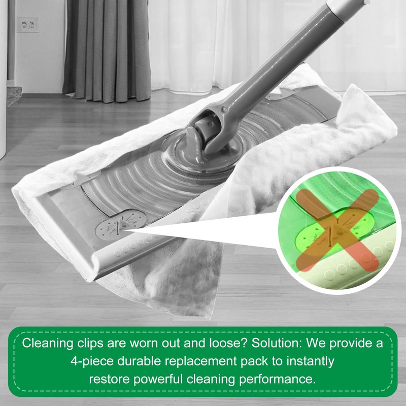 4-Pack Replacement Gripper Clips for Swiffer Sweeper 2-in-1 Mops, Secure