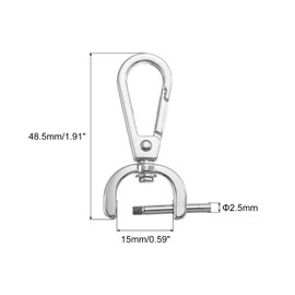 sourcing map 4Pcs Swivel Clasps Hook, 15mm(5/8 Inch) D Ring Detachable Snap Hook Metal Lobster Claw Clasp Hook with Screwdriver for Purse Making Keychain, Silver