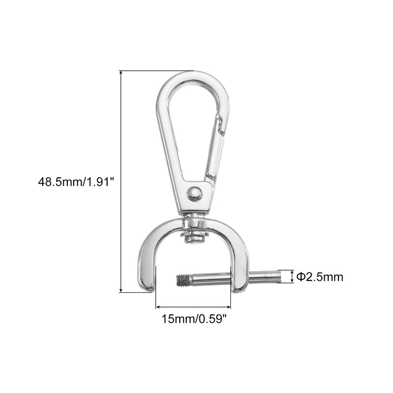 sourcing map 4Pcs Swivel Clasps Hook, 15mm(5/8 Inch) D Ring