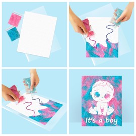 FETTIPOP Magic Art Gender Reveal Canvas - It's a Boy - Sand Picture Surprise for Gender Reveal Party, Baby Shower Decoration, Gift for Birth or Pregnancy