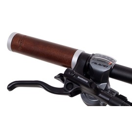 Gusti Gary F. Leather Handlebar Grip, Brown / Silver Matt