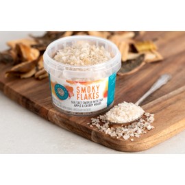 Cornish Sea Salt Smoky Flakes | Smoked Sea Salt w. Oak, Apple & Cherry Woods | Hand-Harvested in Cornwall, England | 1.8 oz Resealable Tub (Pack of 1)