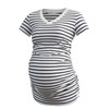 Smallshow Women's V Neck Maternity Clothes Tops Side Ruched Pregnancy