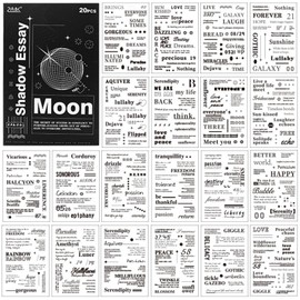 20 Sheets Pre-Cut Quote Stickers for Scrapbooking Supplies, 480pcs Vintage Phrases Words Stickers for Journaling, Waterproof Transparent Scrapbook Sticker Book for Planner Bullet Junk Journal Laptops