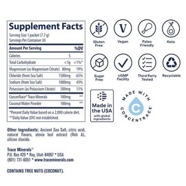 Trace Minerals- ZeroLyte (Citrus Salado)  Mezcla de bebida en polvo de electrolitos sin azcar  Hidratacin, inmunidad y energa S                       