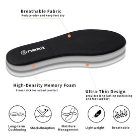 riemot Mens Womens Memory Foam Shoe Insoles,Replacement Cushion Inserts for Ladies Trainers