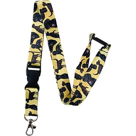 20MM Dog Print Neck / Whistle Lanyard with Detachable Buckle & Safety Break - Choose Your Breed Pattern, Black Labrador, Large