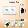 BSEED Schuko Socket, 2-Way Flush-Mounted Socket, Crystal Glass Wall Socket,