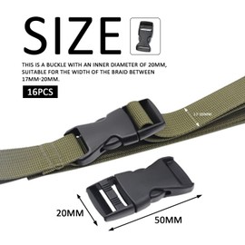 ZWZNBL 16 pieces of 20mm wide webbing buckles, black plastic replacement buckles, backpack buckles, clip buckles, suitable for buckle maintenance luggage belt fasteners.