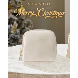 Vlando Small Travel Jewelry Case,Travel Gifts for Women,Jewelry Pouch Bags with Zipper,Velvet Jewelry Organizer Storage Bag for Bracelet Rings Earring-Cream White