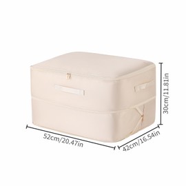 Tuza 2 Pack Space Saving Self Compression Organizer, Space Bags for Travel, Portable Moving Bags for Comforters, Blankets, Down Jacket, Beige, Large, 20.5"×16.6"×11.8"