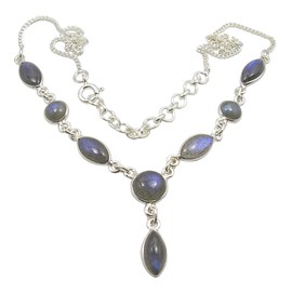 SilverStarJewel Collar de plata maciza 925 labradorita natural tcw 4,8 46,2 cm