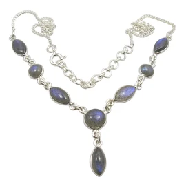 SilverStarJewel Collar de plata maciza 925 labradorita natural tcw 4,8 46,2 cm