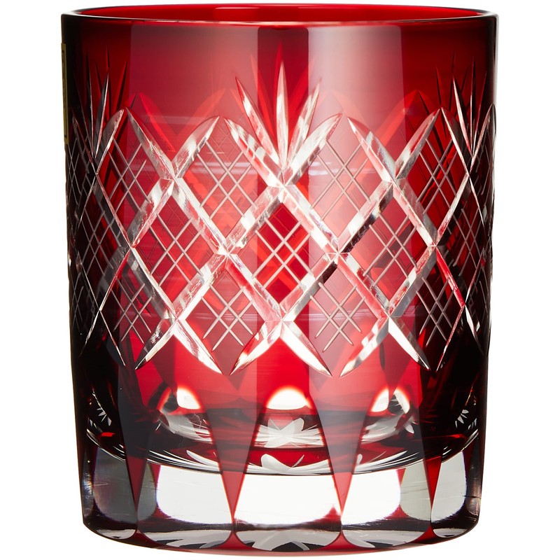Tajima Glass TG04-24-1R Tajima Glass, Edo Kiriko Layered Yarachi, Chrysanthemum,