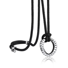 Bandmax Men's Necklace, Surgical Stainless Steel, Simple Mobius Pendant, Leather, Long Chain, 31.5 inches (80 cm), Adjustable, Unisex, Accessory, Leather