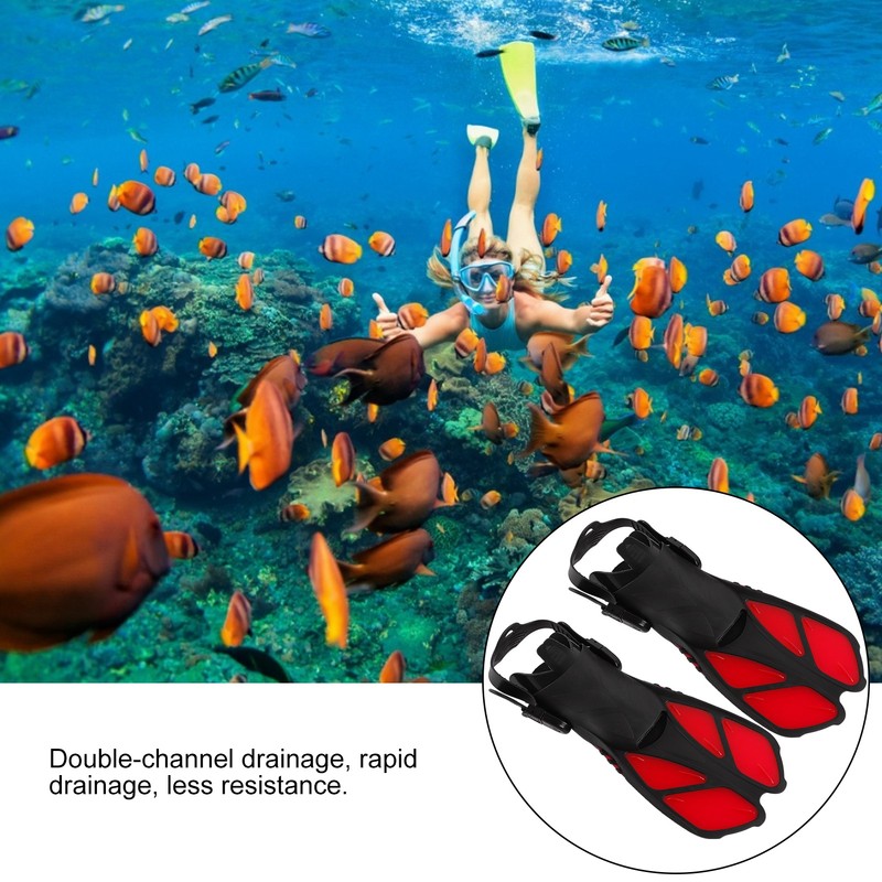 1 Pair Adjustable Swim Fins Soft TPR Open Heel Long