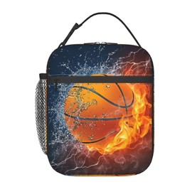 Cool Basketball Ball Lunch Bag For Boys Girls Reusable Lunch Box Insulated Meal Bags Portable Lunch Tote For Kids School Men Work Travel Picnic