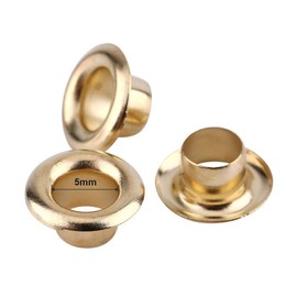 100pcs Eyelet Grommet Set, 5mm Gold Silver Color Plain Grommets Washers Eyelets Craft Rivets Leathercraft Cloth Making Repairing Decorative Accessories for Shoelaces Handbags Hats(Gold)