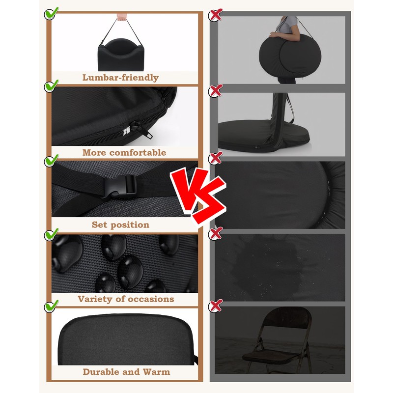 AEMIKR Recline Stadium Seat with Back Support - Stable Bleacher