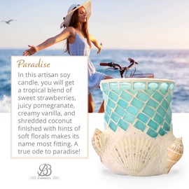 BB Candles Shoreline Artisan Candle, Seashell & Nautical Soy Hand Poured Candle, Decorative Glass Candle for Luxury Home Decor, Soy Candle with Long Burning 80+ Hours - Paradise (13oz)