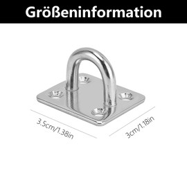 beejune Pack of 4 Stainless Steel Eye Plates, Eye Plate with Eyelet, Stainless Steel Eyelets, 304 Stainless Steel Cover Plate, for Sun Sail / Wall Mounting, Ceiling Mounting, Wall Hooks, Ceiling Hooks