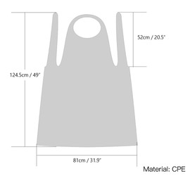 FEIGO Disposable Aprons 100pcs White Plastic Aprons Disposable from High Density Polythene Extra Large 125x52cm-For Cooking, Painting and More