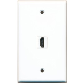 RiteAV - 1 Port HDMI Right Angle Wall Plate Female to Female White