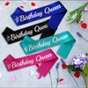 LXYXUUN Birthday Queen Sash Teal Blue, Silver Foil Birthday Sash