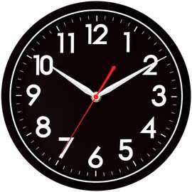 AKCISOT Wall ClockModern Black Silent Non Ticking Wall Clocks Battery Operated 10 Inch,Small Analog Classic Clock Decorative for Bedroom, Kitchen, Home Office, Bathroom, School, Living Room