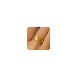 LOVPEPY Leaf Ring for Women，925 Sterling Silver Engraved Twig Stackable Ring for Men 14K Gold Plated Floral Twig Branch Wide Ring Birthday Christmas Jewelry Gift (Gold, 8)