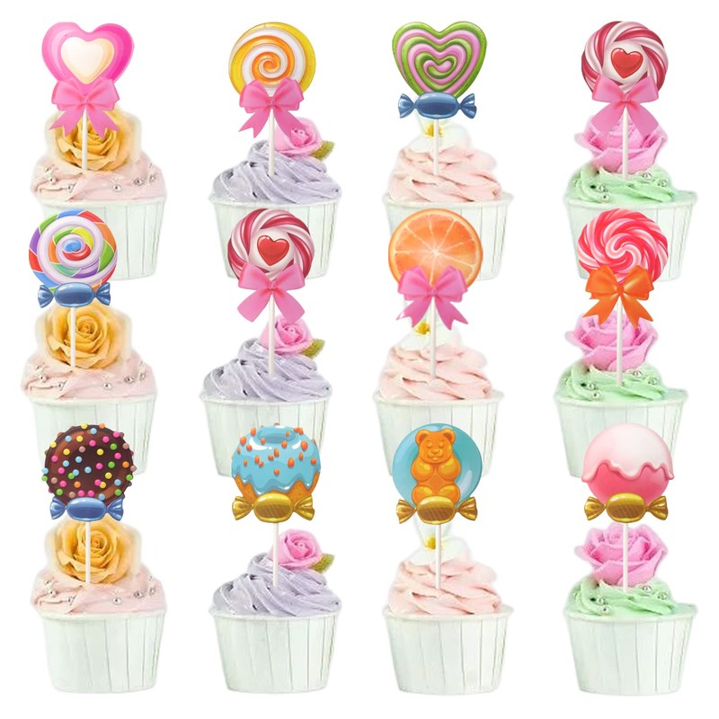 yueton 12 decoraciones para tartas con temática de caramelos para