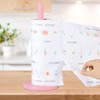 Pink Paper Towel Holder Countertop with 2 Hooks, Stainless Steel,