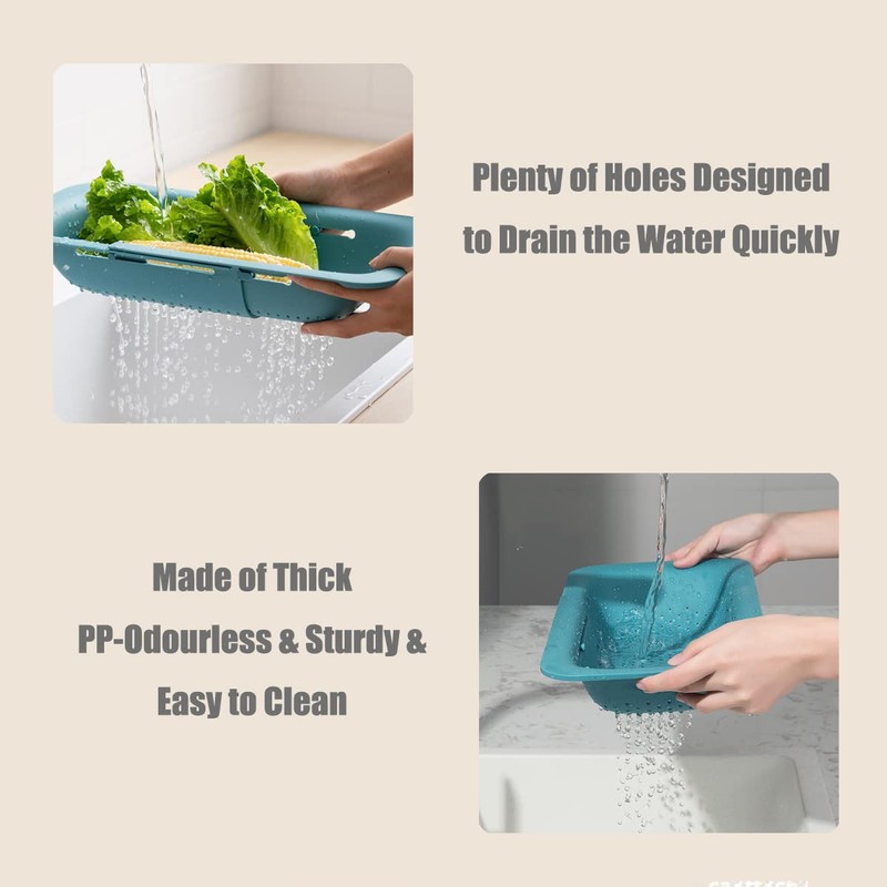 FOREVERIE Expandable Sink Colander Strainer, Veggies and Fruit Drainer, Noodle