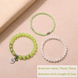 Bolinailo 3PCS Crystal Bracelet for Women, Birthstone Amethyst Bead Bracelet Set Stretch Healing Natural Stone Charm Bracelets Birthday Jewelry Gifts for Women