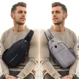 Lidxfeo Anti-Theft Multipurpose Crossbody Bag, Waterproof Chest Bag, Men's Shoulder Bag with USB Charging Port, Multiple Pockets, Sling Backpack, for Hiking, Travel, Climbing, etc, black