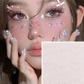 SensaBliss Rhinestone Face Seal, 4 Pieces, 3D Crystal, Rhinestone Stickers, Stone Stickers, Face Stones, Face Stones, Face Stickers, Moonstone Stickers, Teardrop Make, Stars, Flowers, Pearls, Glowing
