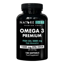 Nature Diet Omega 3 Premium - 2000mg with 1500mg of EPA & DHA - 120 Softgel Capsules of High Strength Omega 3 Fish Oil – 2 Months Supply