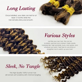 Sufeasdf Human Braiding Hair for Boho Braids Bulk Human Hair for Braiding Deep Wave Bulk Human Hair for Braiding No Weft (1 Pack-2 Bundles-100g) 100% Human Hair Bundles (4/30#, 20Inch)
