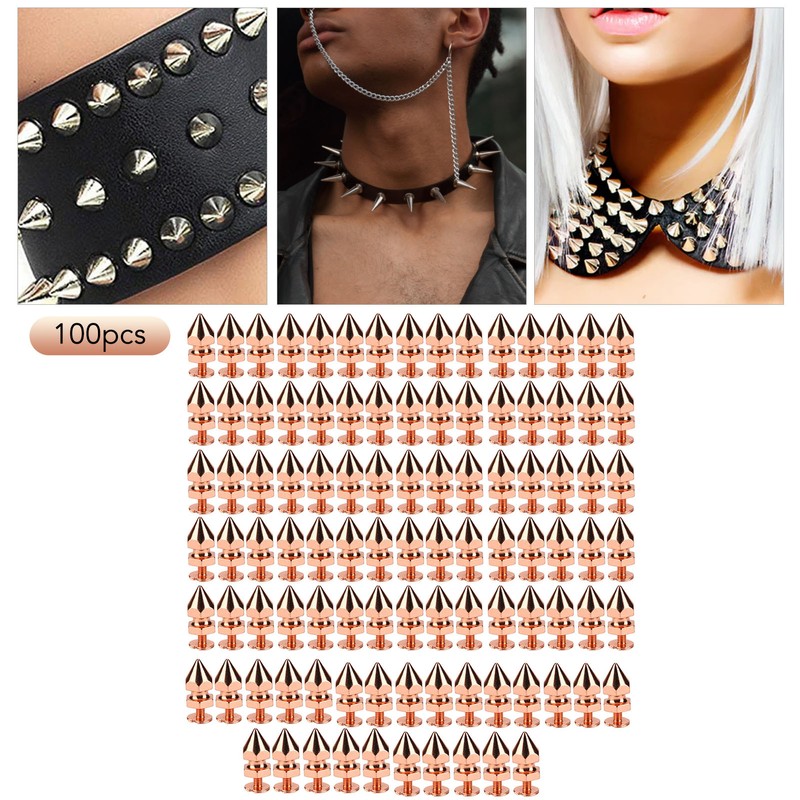 100 Sets Spiked Cone Spike Stud Rose Gold High Hardness