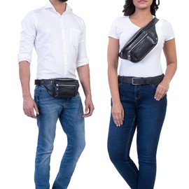 STILORD 'Portland' Gürteltasche Leder Vintage Bauchtasche Hüfttasche oder Brusttasche für Kamera Jogging Reise Festival Sport Echtleder, Farbe:schwarz