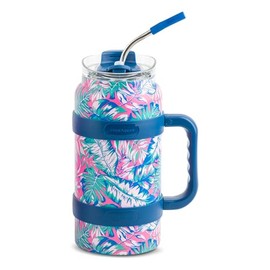 Hydragear Sawyer Stainless Steel Tumbler with 2-in-1 Lid and Reusable Metal Straw - 64 Oz - Aegean