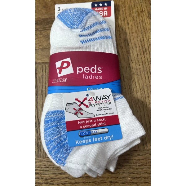 Peds Womens Socks 3 Pairs W 4 Way Stretch System