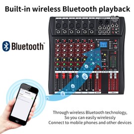 FULODE CT60 6-channel Professional mixer audio Bluetooth U disk 48V Phantom Power Source USB recording,dj mixer,Suitable for beginners as well