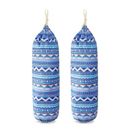 Plastic Bag Holder-2 Pack Wall Mounted Grocery Bag Holder Dispenser Trash Organizer for Kitchen Shopping (Ethnic StyleL)