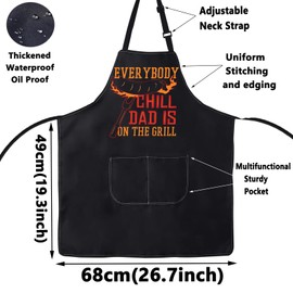 WZMPA Dad BBQ Apron With Pockets Dad Gift For Dad Everybody Chill Dad Is On The Girll, Chill Dad is Grill